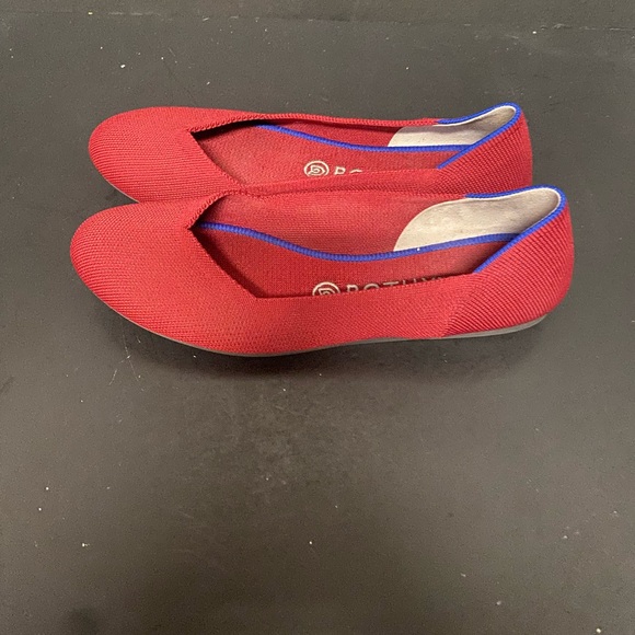 Rothy's Vibrant Red Flats with Blue Trim - Picture 6 of 10